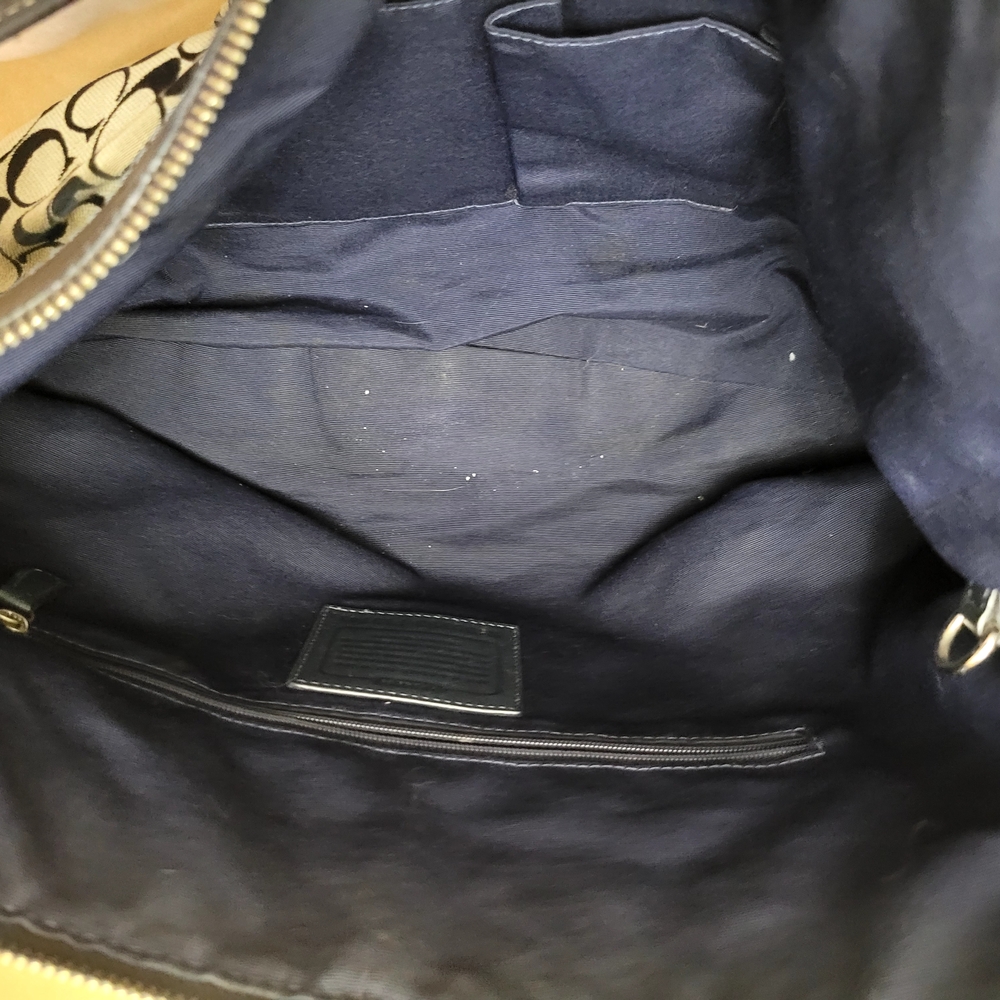 Coach Navy and Tan Signature Hobo Bag - Picture 10 of 13